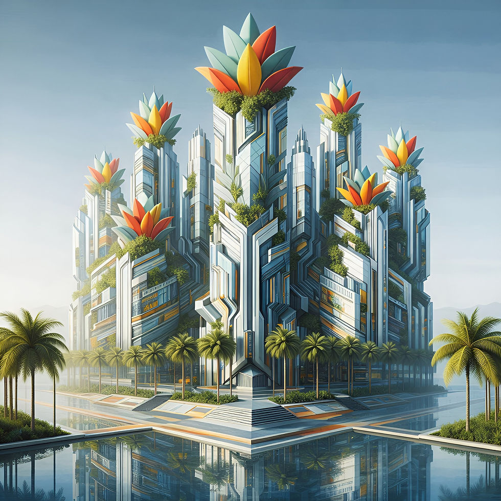 Botanical Towers aluminium dibond wall art 60x60 cm metal print