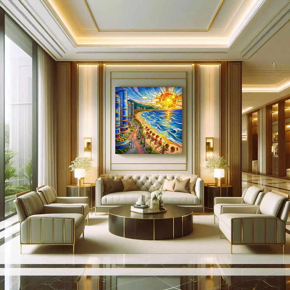 Thumbnail: Coastal Sunrise office wall art contemporary workspace interior