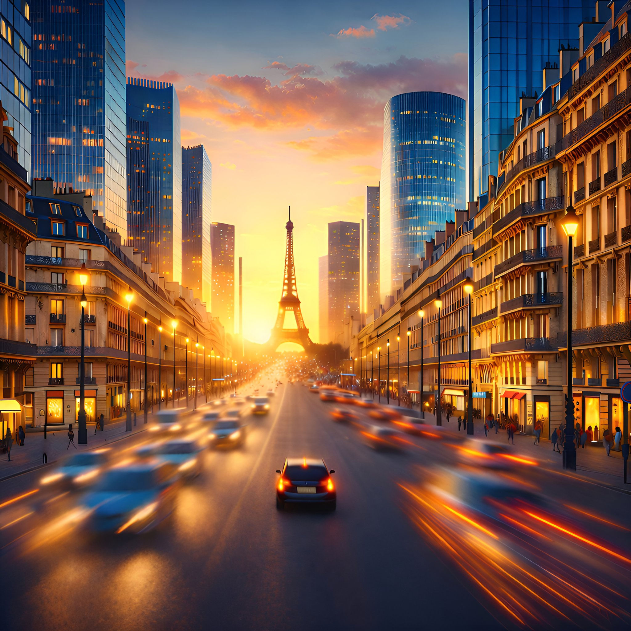 Parisian Horizon aluminium dibond wall art 60x60 cm metal print