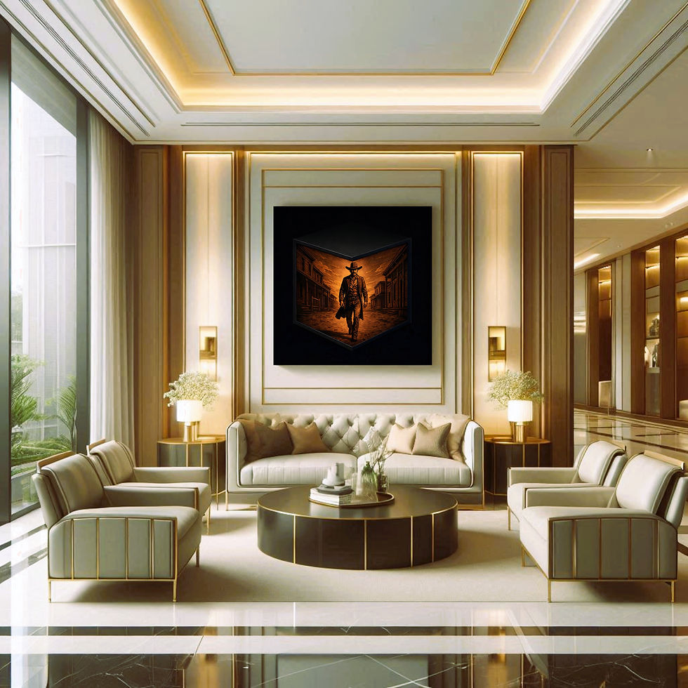 Thumbnail: Lone Gunslinger office wall art contemporary workspace interior
