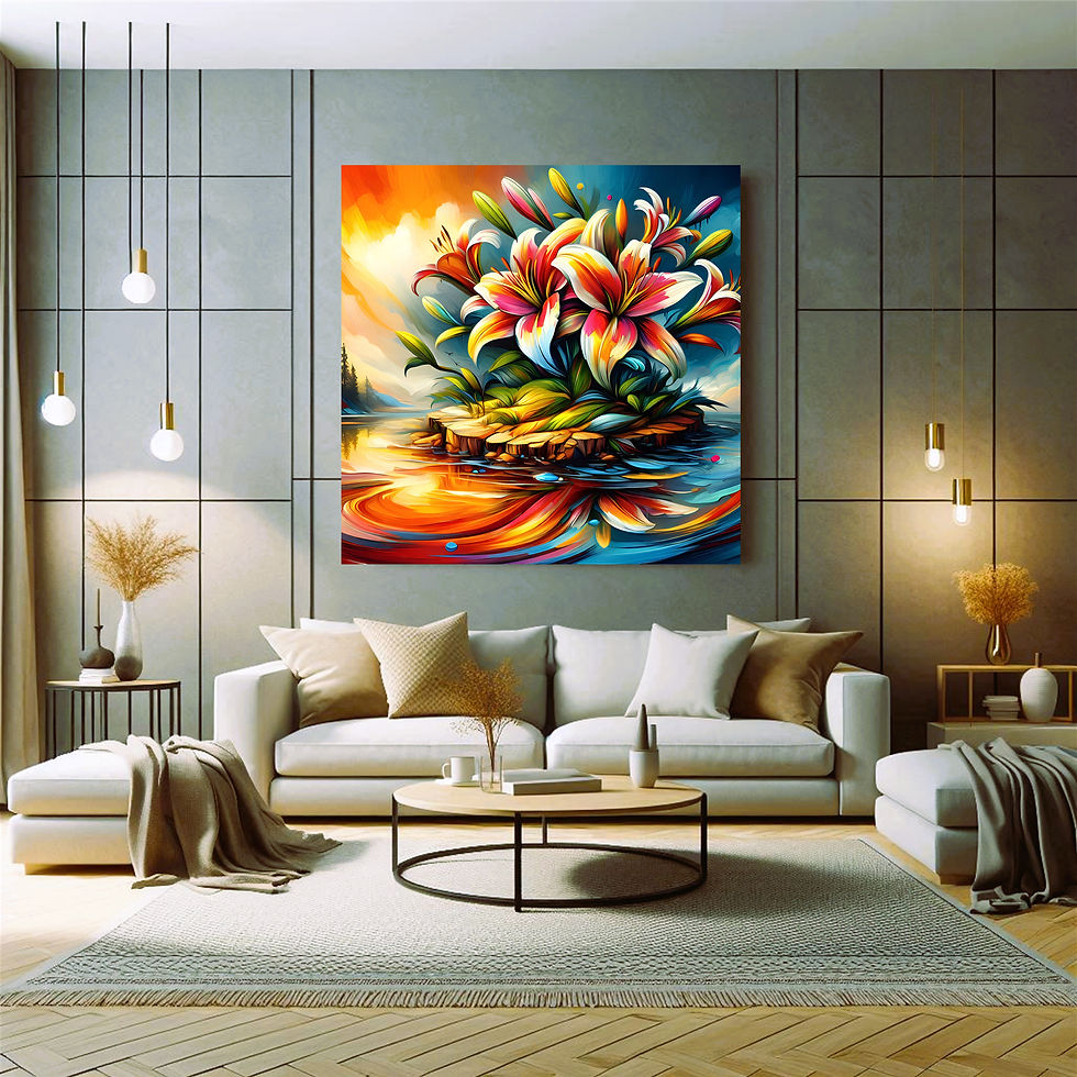 Thumbnail: Abstract Lily Reflection Burst Metal Wall Art | Arven Studio