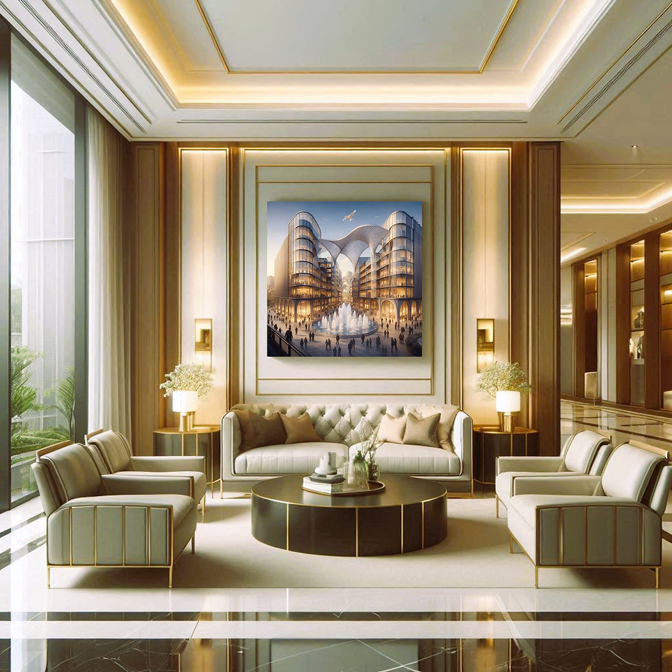 Thumbnail: Golden Civic Plaza Metal Wall Art | Arven Studio