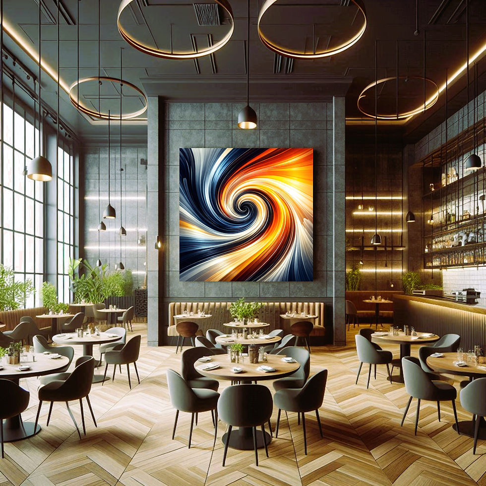Thumbnail: Solar Vortex statement wall art contemporary restaurant interior
