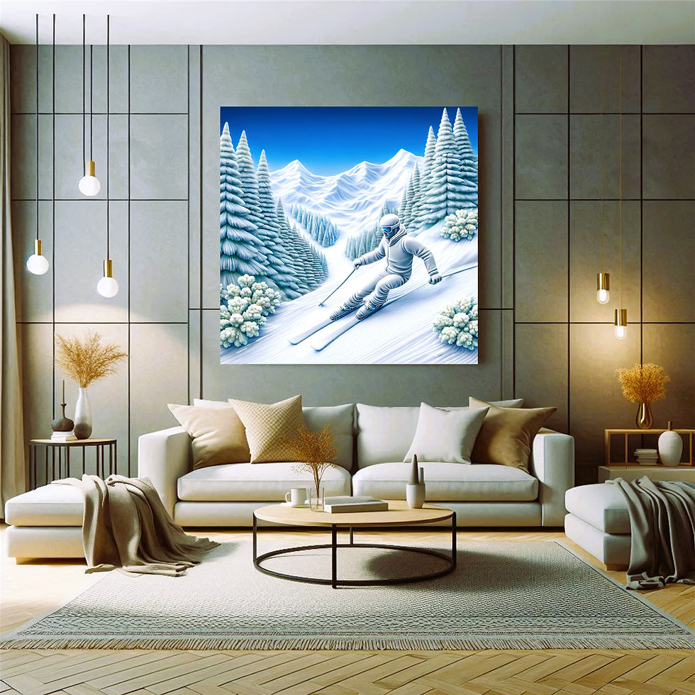 Thumbnail: Alpine Descent metal wall art modern living room interior