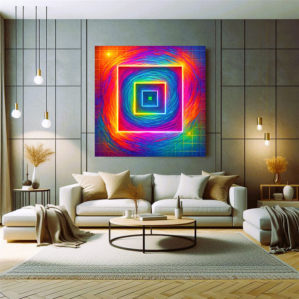 Thumbnail: Neon Portal metal wall art modern living room interior