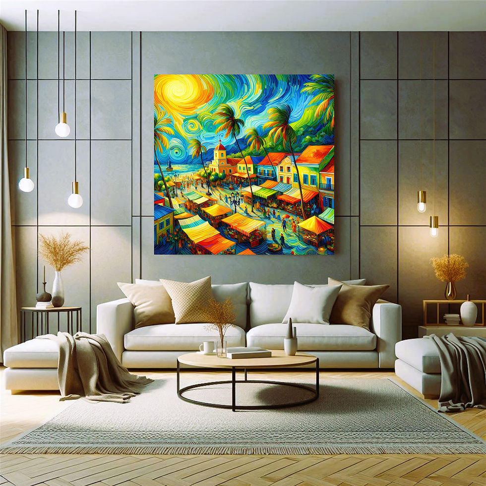 Thumbnail: Tropical Market metal wall art modern living room interior