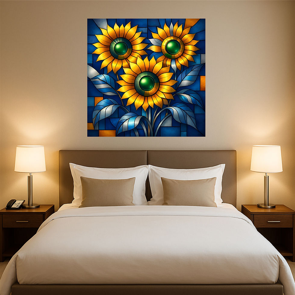 Thumbnail: Golden Sunflowers aluminium wall art luxury hotel interior