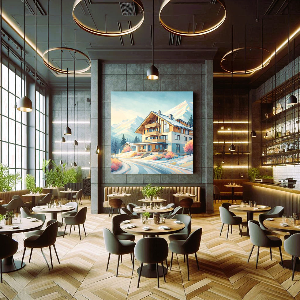 Thumbnail: Alpine Haven statement wall art contemporary restaurant interior