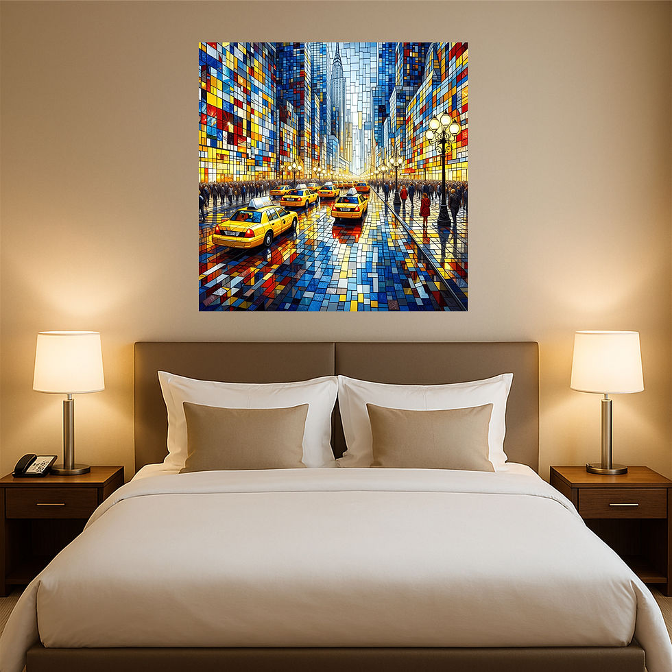 Thumbnail: Mosaic Taxi Boulevard aluminium wall art luxury hotel interior