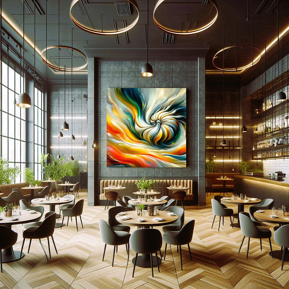 Thumbnail: Solar Vortex statement wall art contemporary restaurant interior