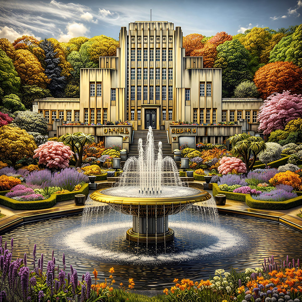 Autumn Pavilion aluminium dibond wall art 60x60 cm metal print