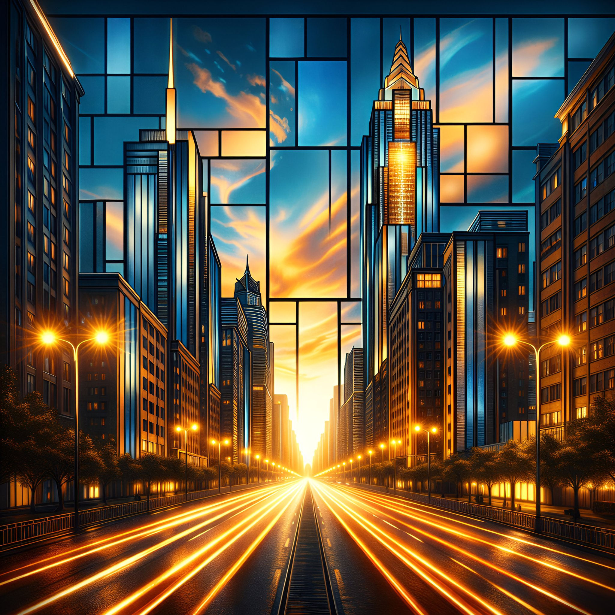 Radiant Avenue aluminium dibond wall art 60x60 cm metal print