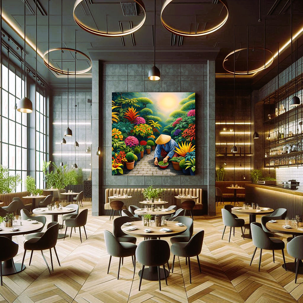 Thumbnail: Garden Keeper statement wall art contemporary restaurant interior