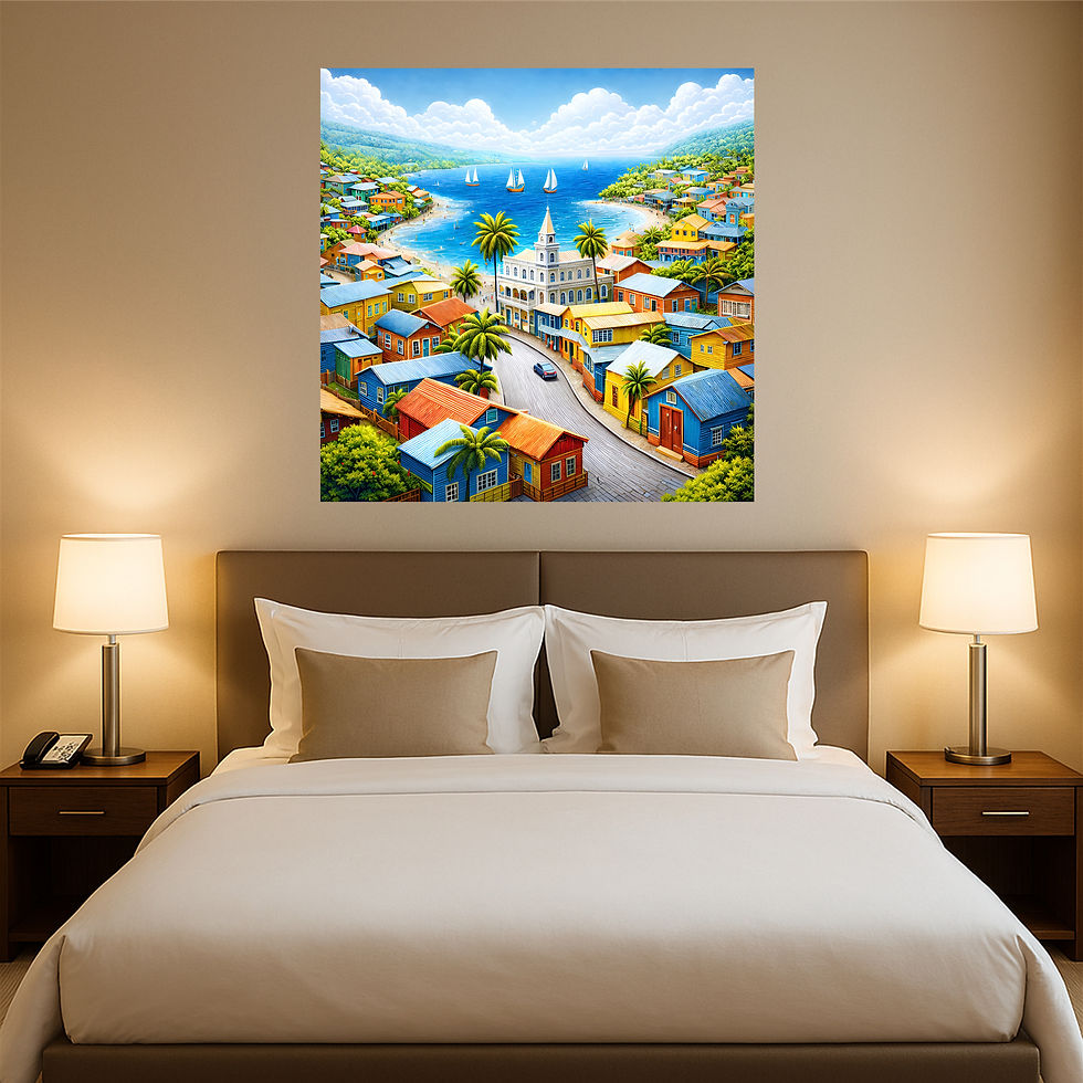 Thumbnail: Caribbean Harbour View Metal Wall Art | Arven Studio