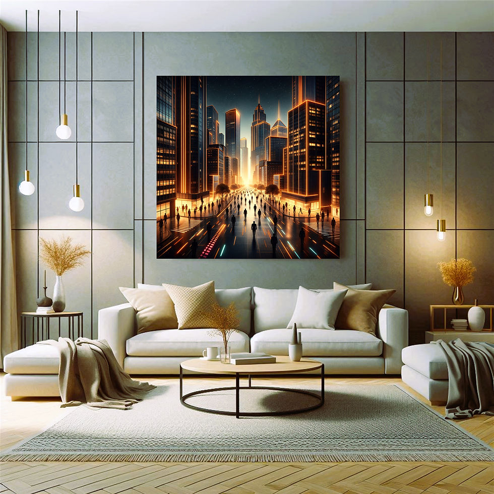 Thumbnail: Golden Avenue metal wall art modern living room interior
