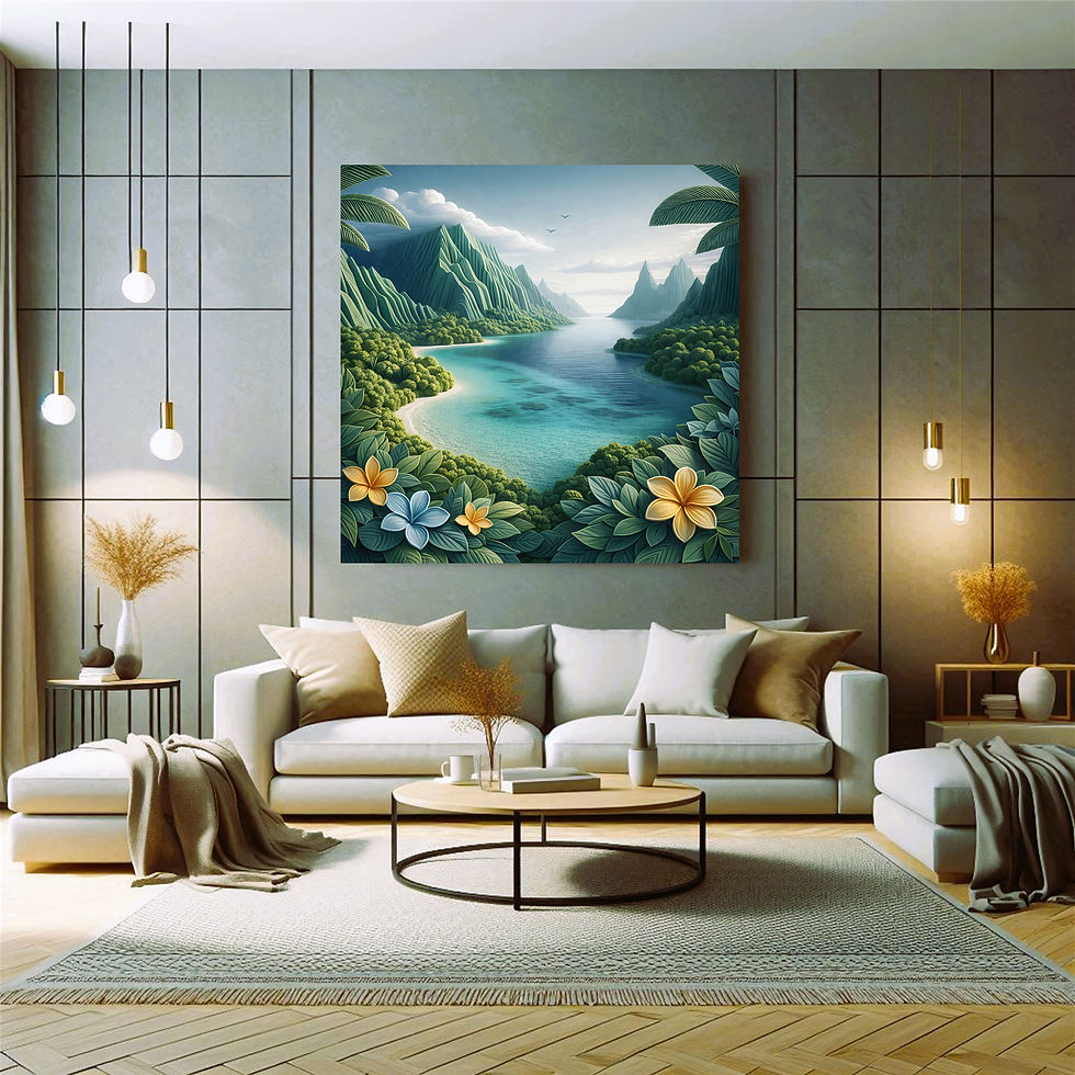 Thumbnail: Emerald Lagoon metal wall art modern living room interior