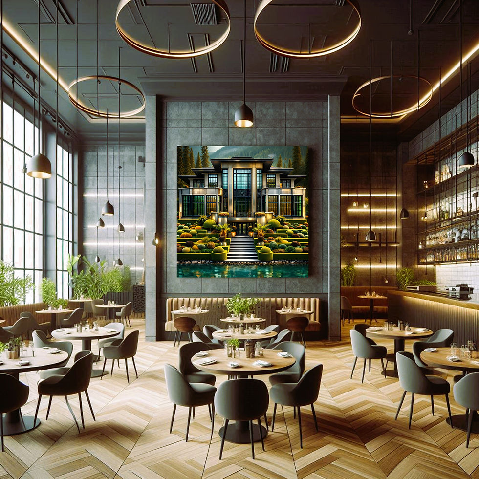 Thumbnail: Alpine Residence statement wall art contemporary restaurant interior