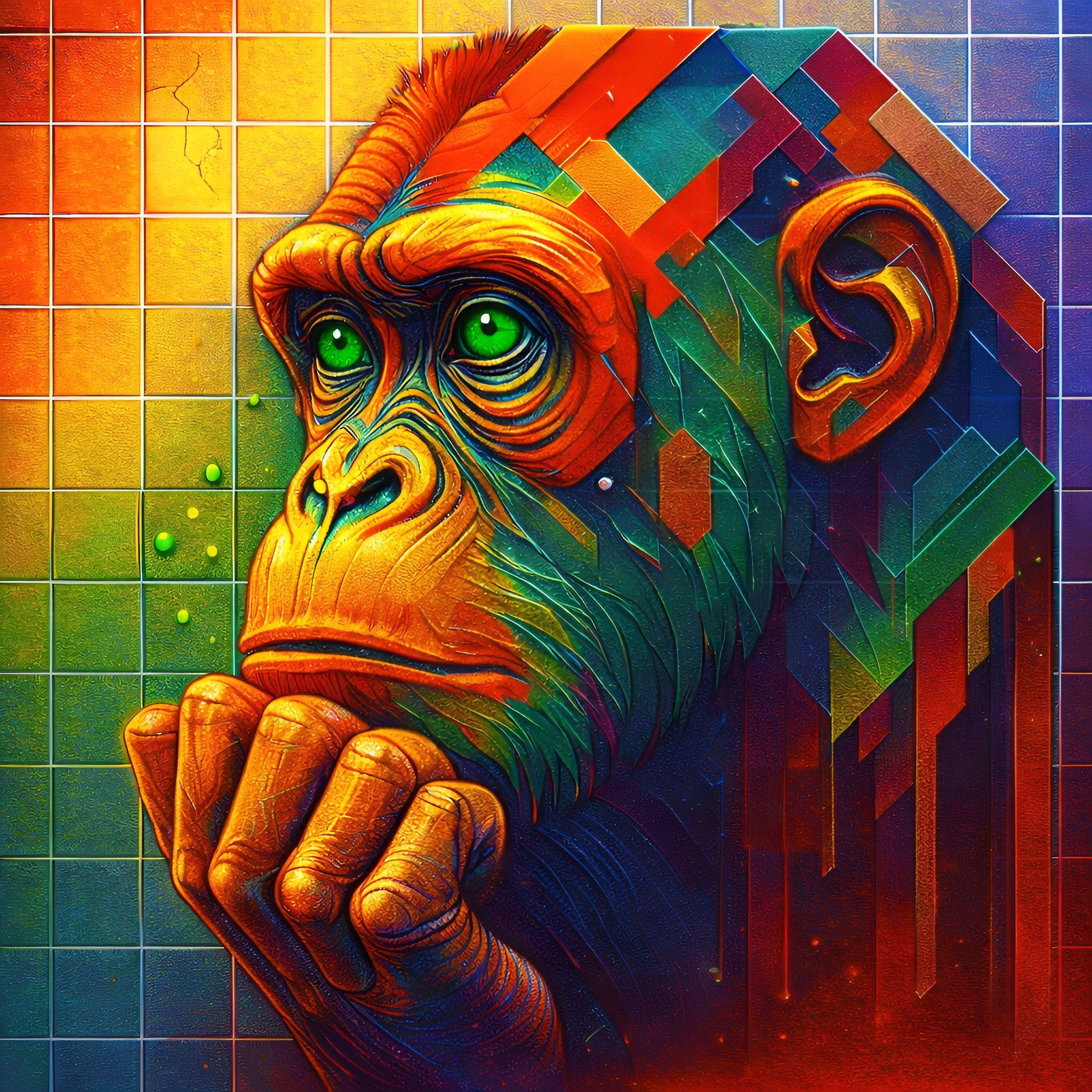 Emerald Contemplation aluminium dibond wall art 60x60 cm metal print