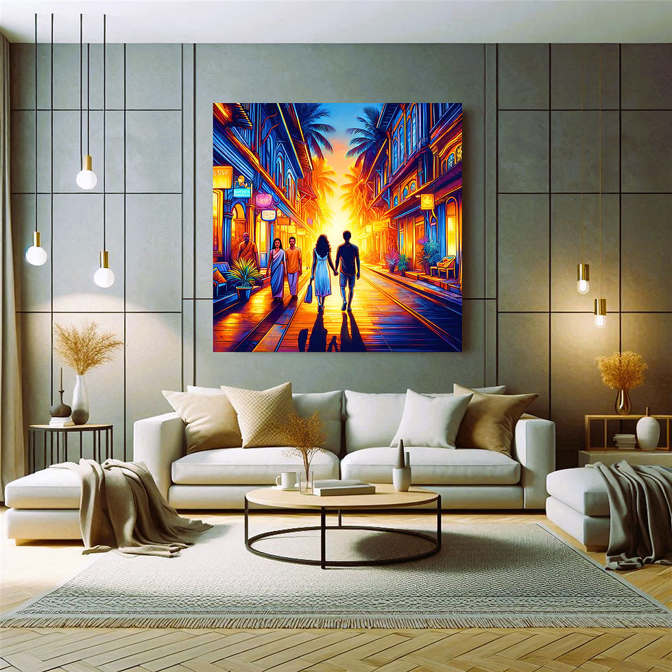 Thumbnail: Neon Sunset Walk Metal Wall Art | Arven Studio