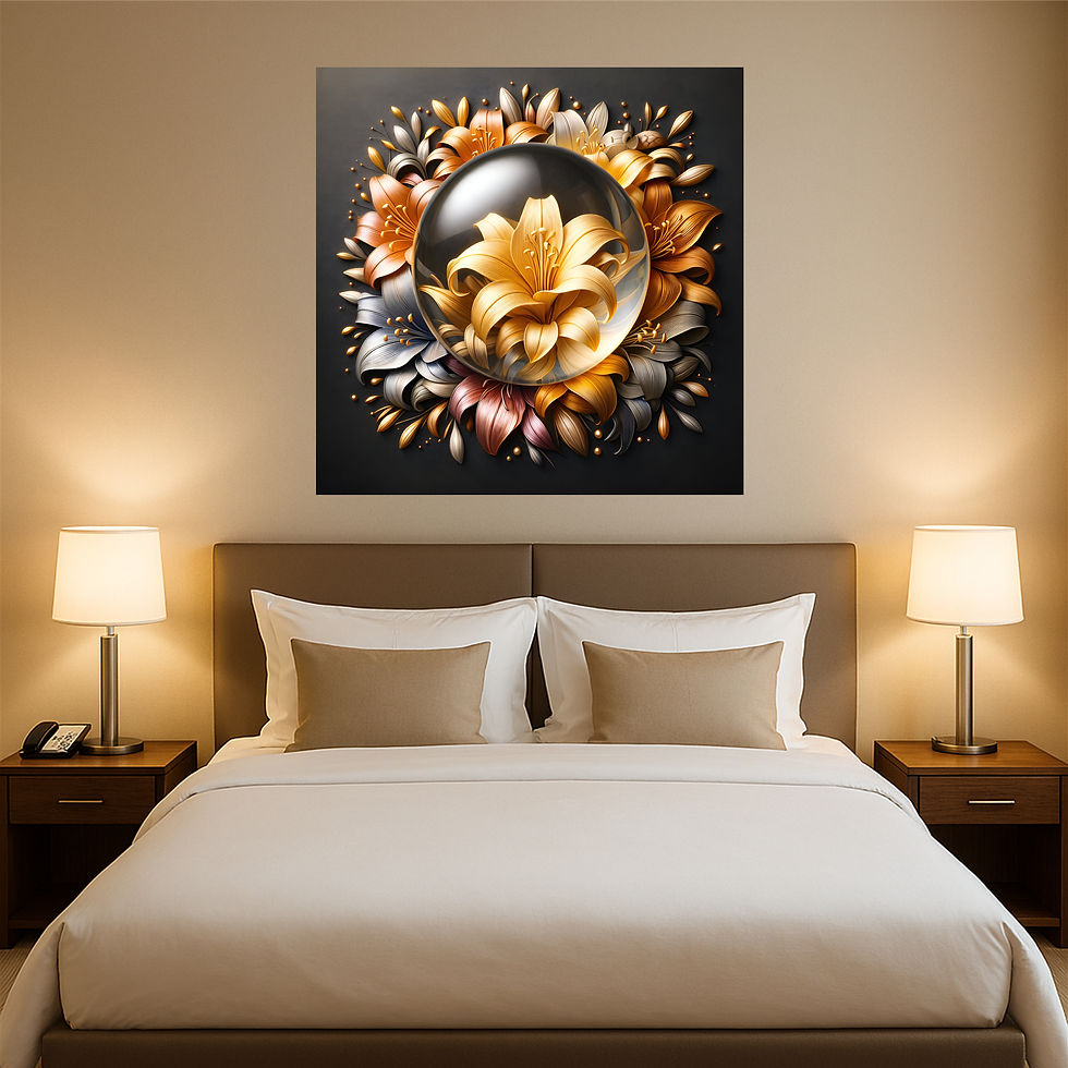 Thumbnail: Golden Floral Sphere Composition Metal Wall Art | Arven Studio