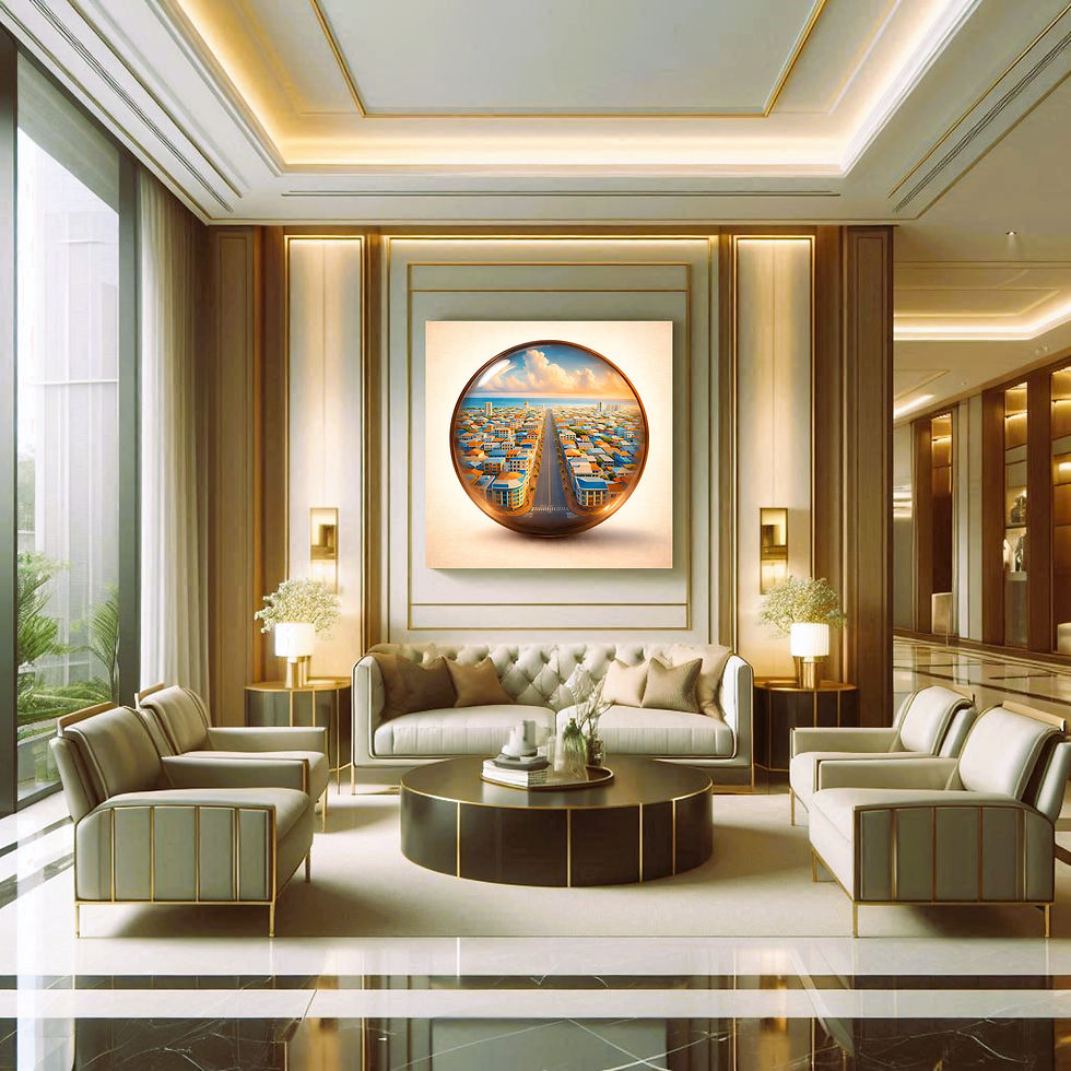 Thumbnail: Coastal Avenue View Metal Wall Art | Arven Studio