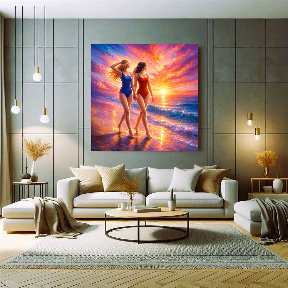 Thumbnail: Sunset Walk Along the Shore Metal Wall Art | Arven Studio