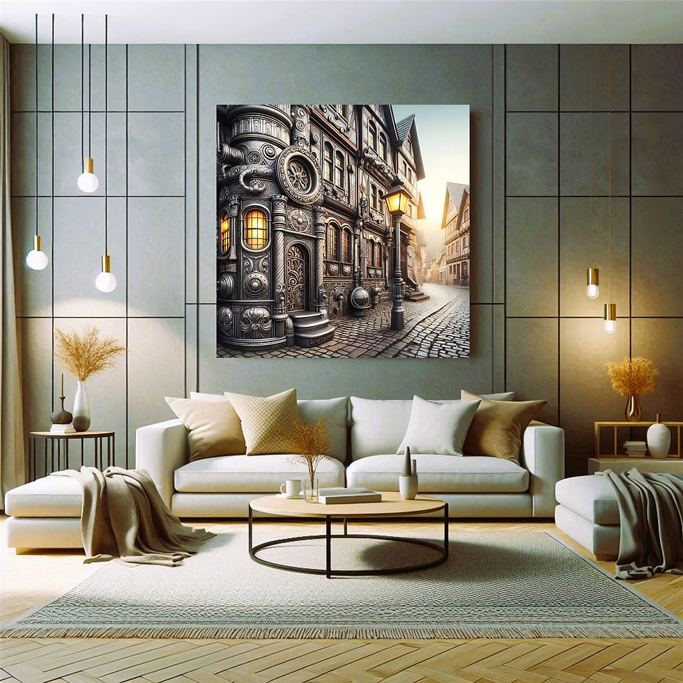 Thumbnail: Iron Passage metal wall art modern living room interior