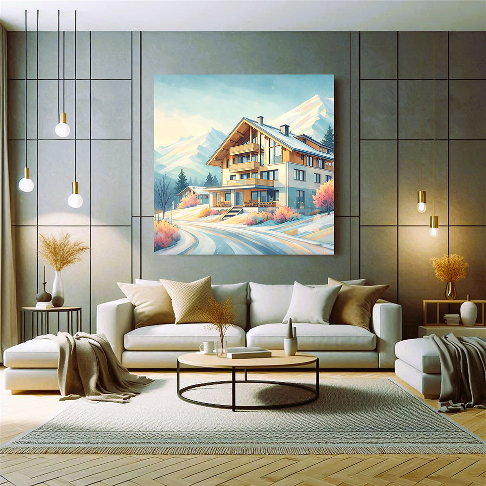 Thumbnail: Alpine Haven metal wall art modern living room interior