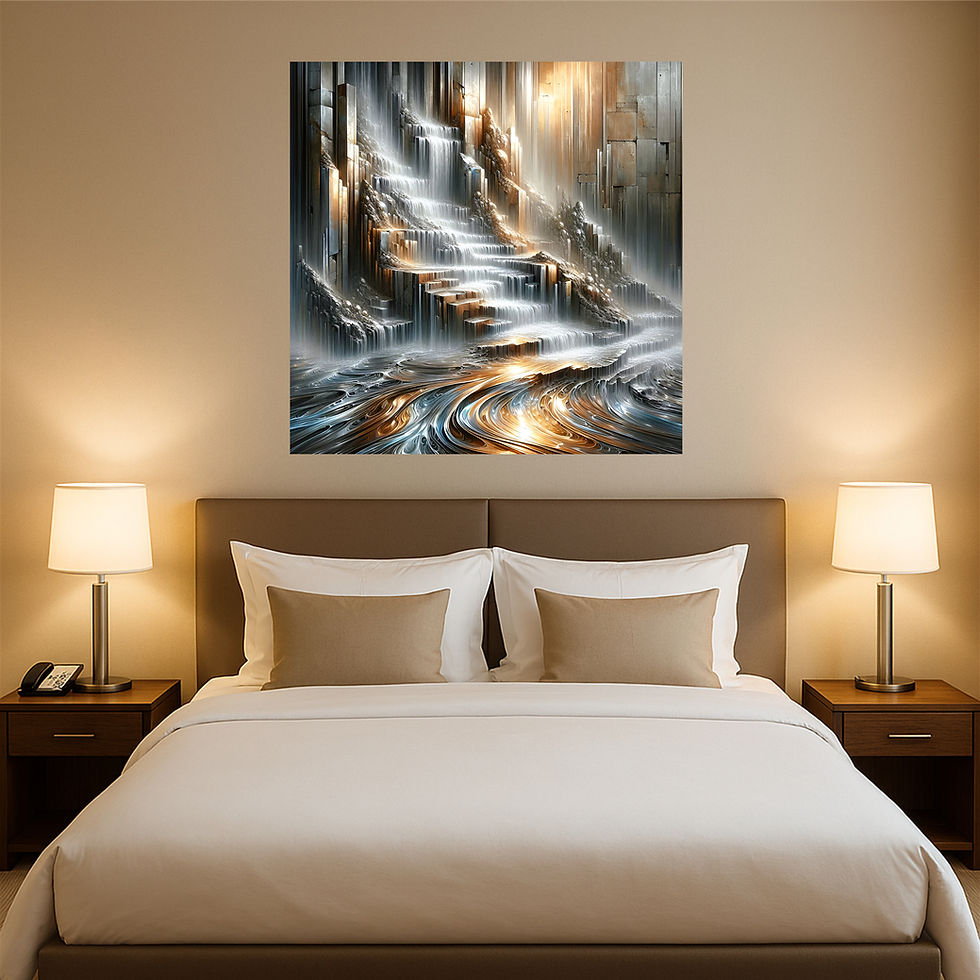 Thumbnail: Silver Cascades aluminium wall art luxury hotel interior