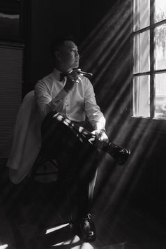 Timeless wedding at The Ebell in Long Beach, CA, cinematic photos inside historic Spanish Revival venue and lush courtyards.