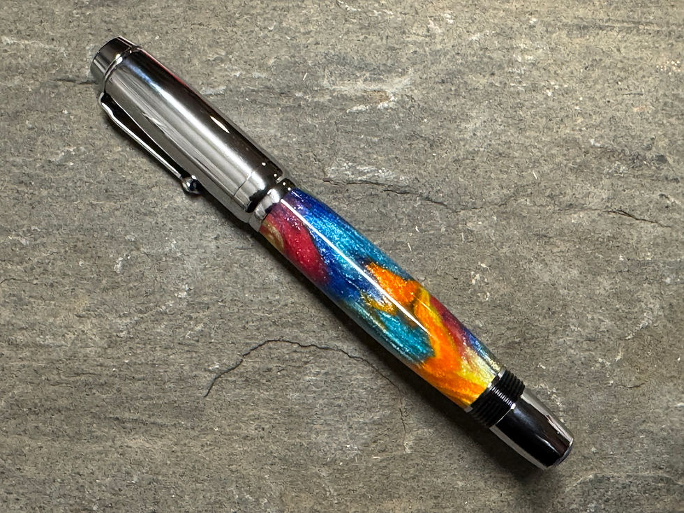Thumbnail: Diamond Cast Oil Slick Acrylic on Chrome Rollerball