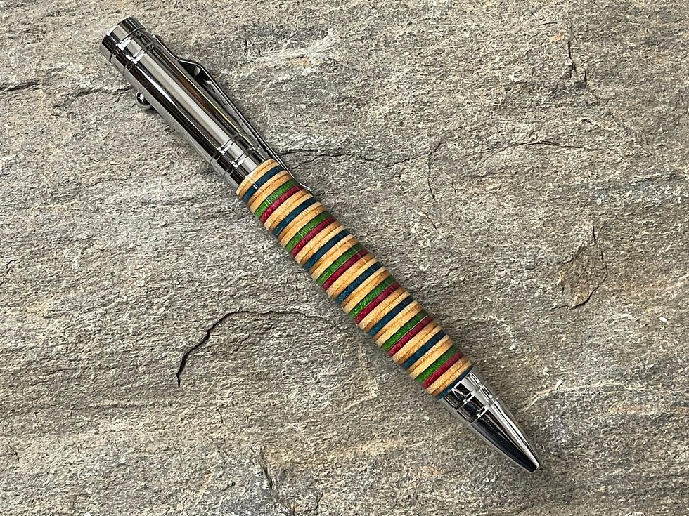 Thumbnail: Upcycled Skateboard on Chrome Slide Click Ballpoint