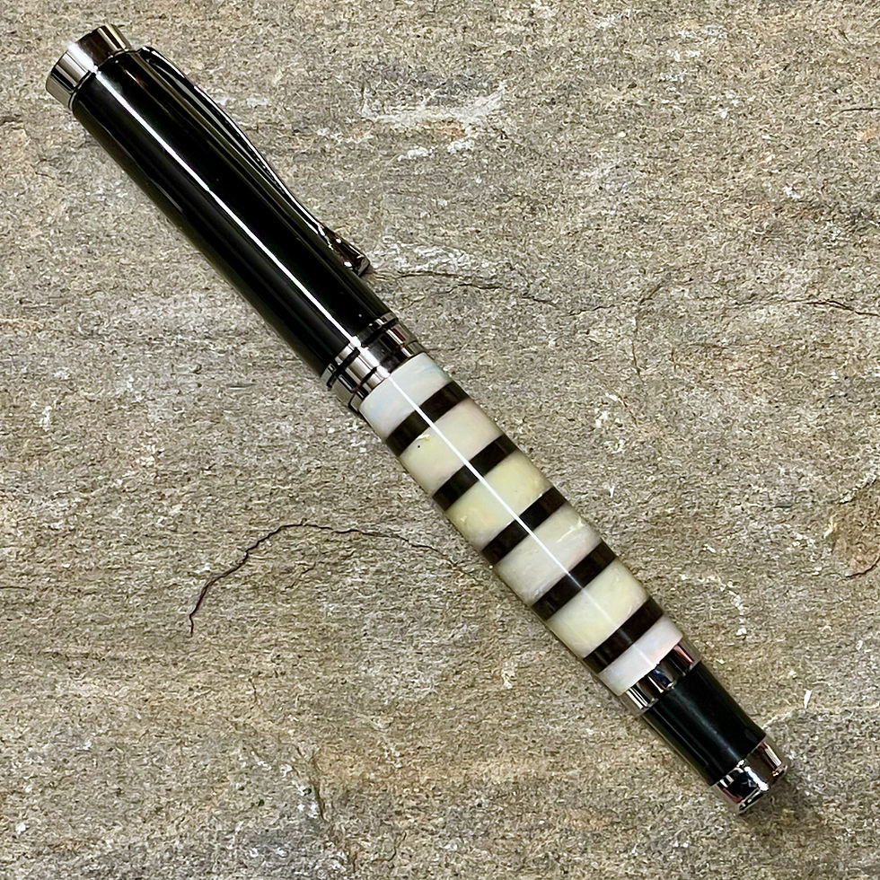 Thumbnail: Opalescent and Black Acrylic on Black and Chrome Rollerball