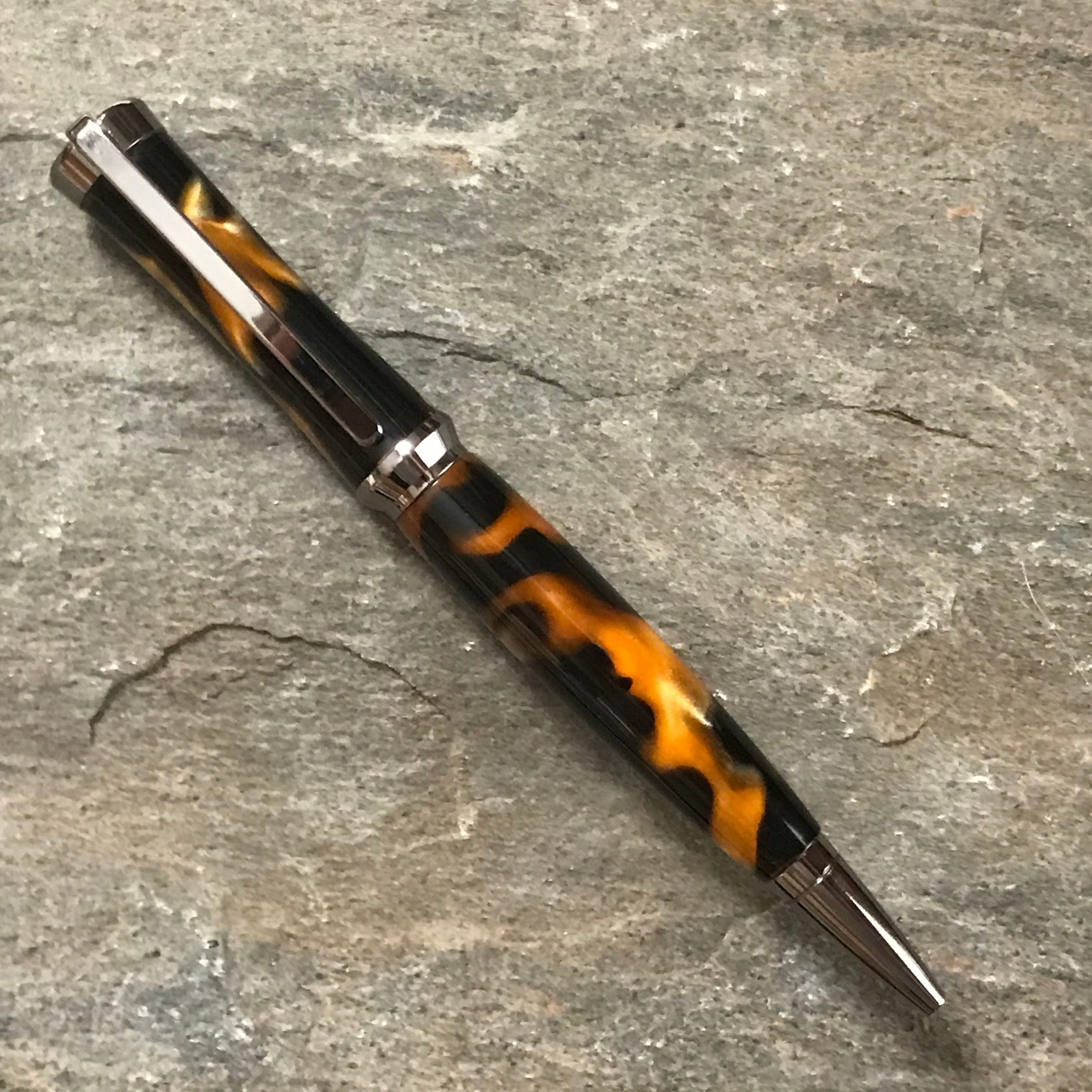 Leopard Acrylic on Chrome Ballpoint