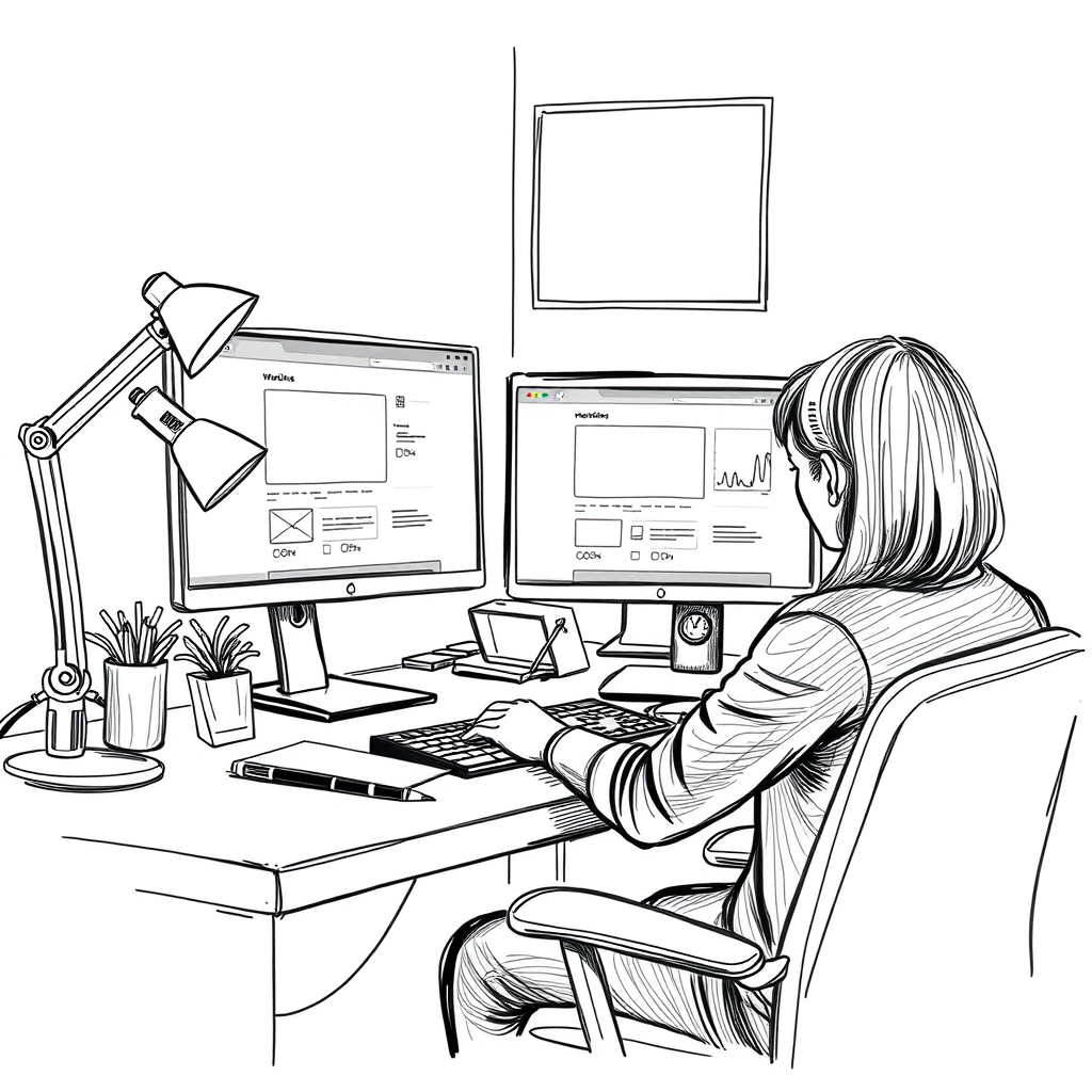 Copy of designer creating a website at their work station black and white sketch.jpg