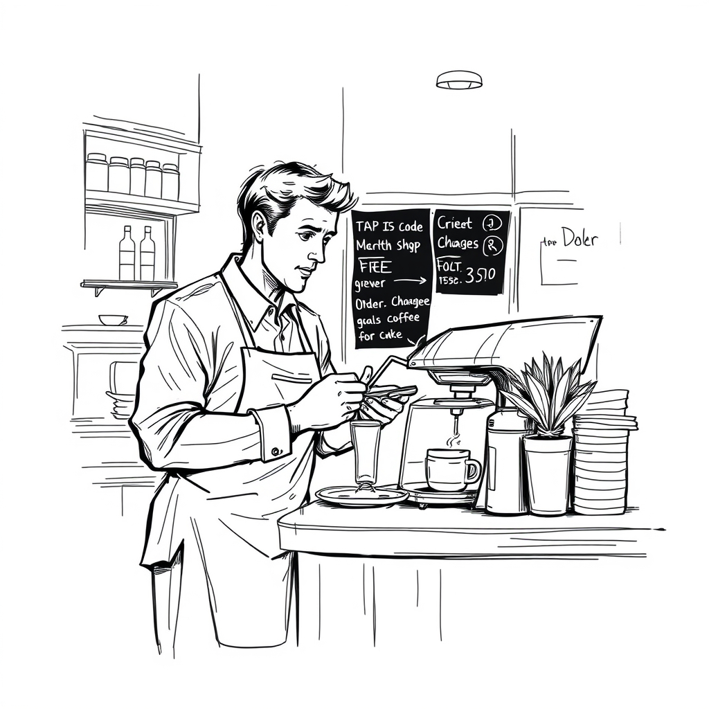 coffee shop server taking order black and white sketch.jpg