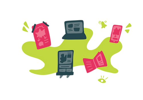 Divers supports de communication dont une affiche, un kakemono, un livre