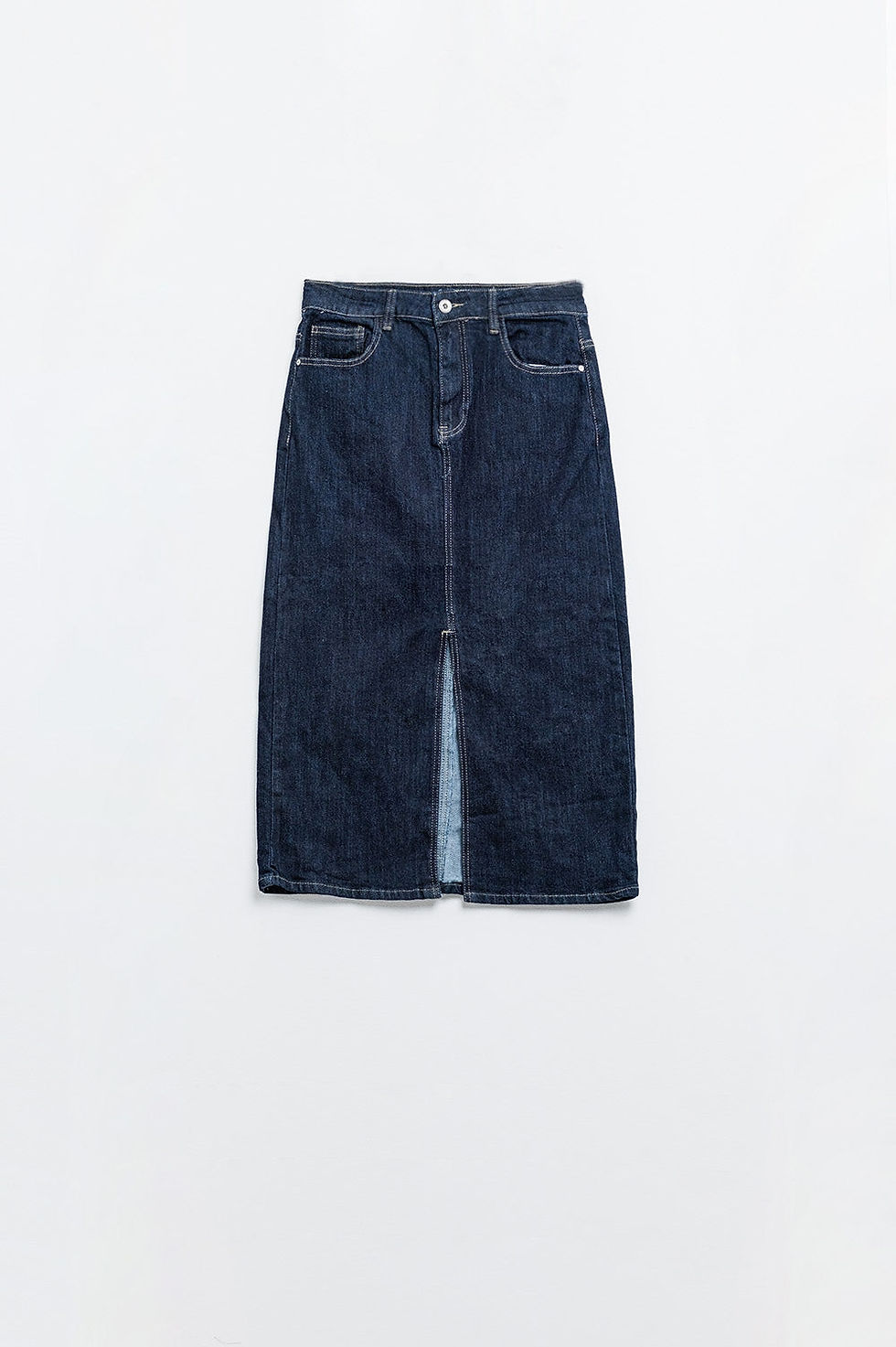 Thumbnail: Pencil Denim Skirt in Dark Wash