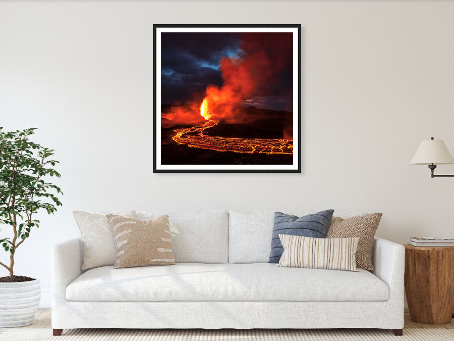 Thumbnail: Fagradalsfjall Volcanic Eruption Before Sunrise 80x80 cm