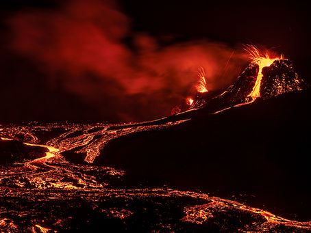 Fagradalsfjall Volcanic Eruption by Night, Iceland