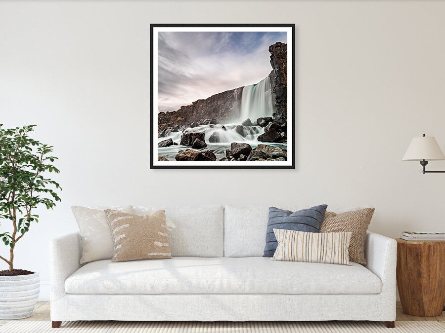 Thumbnail: Öxarárfoss Waterfall in Thingvellir National Park 80x80 cm