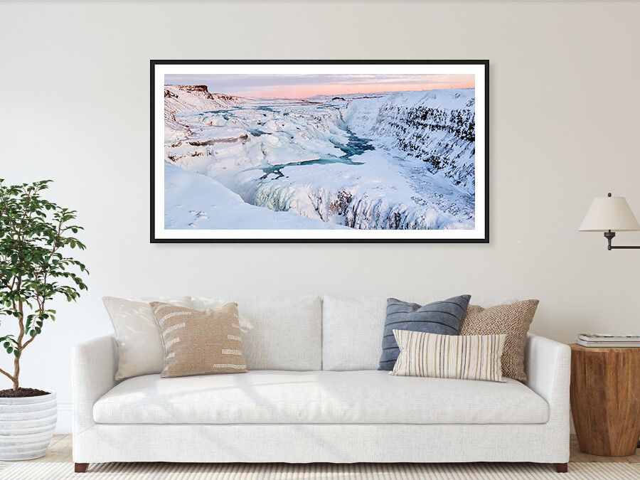 Thumbnail: Iced Gullfoss Waterfall at Sunset 80x160 cm