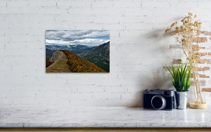 Thumbnail: A rocky ridge covered with autumn foliage in Abruzzo National Park 20x30 cm Chromaluxe
