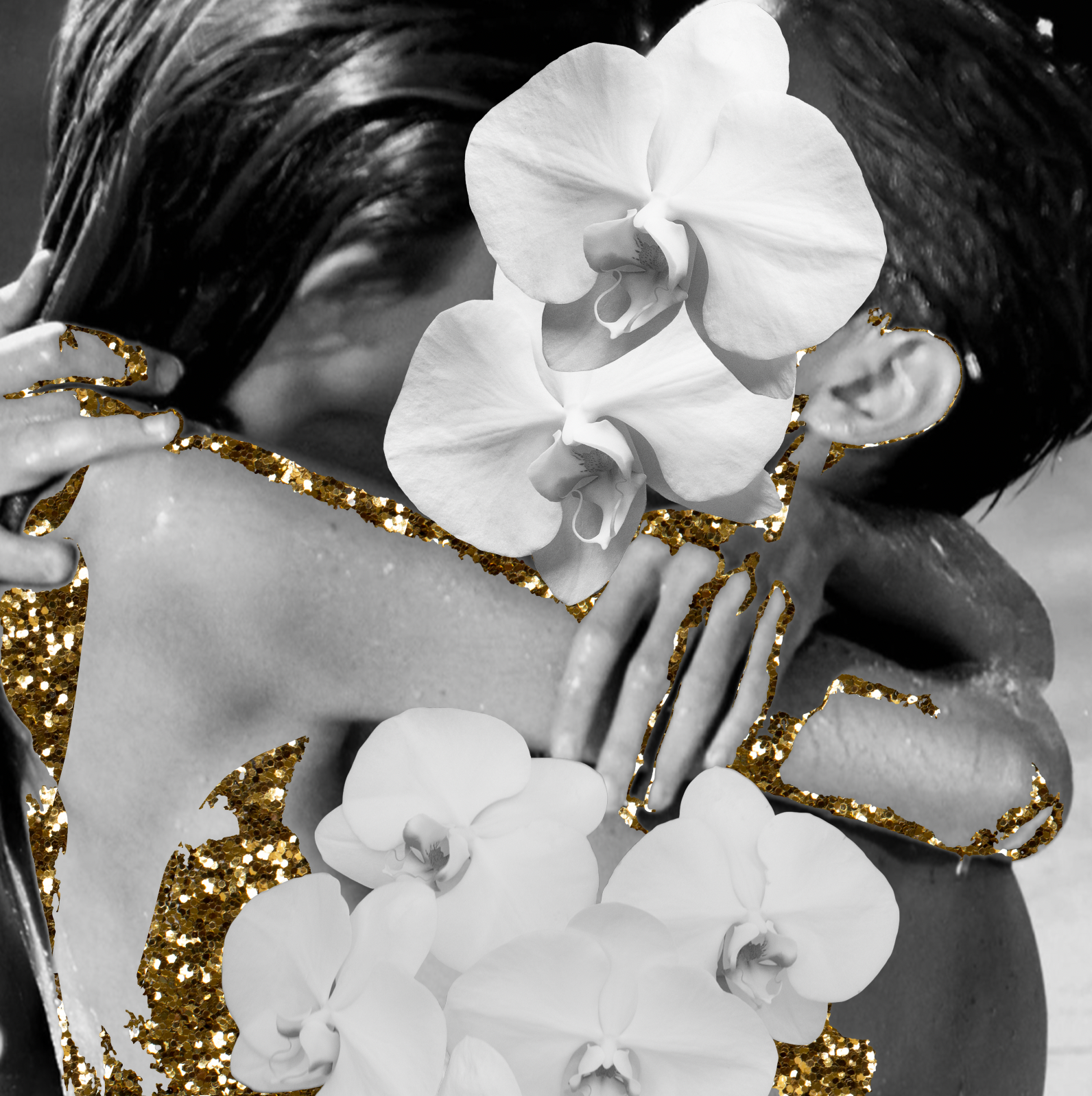 Blind For Love with Orchids B&W/Gold (Square)