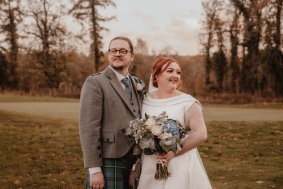 scottish wedding bride and groom pose