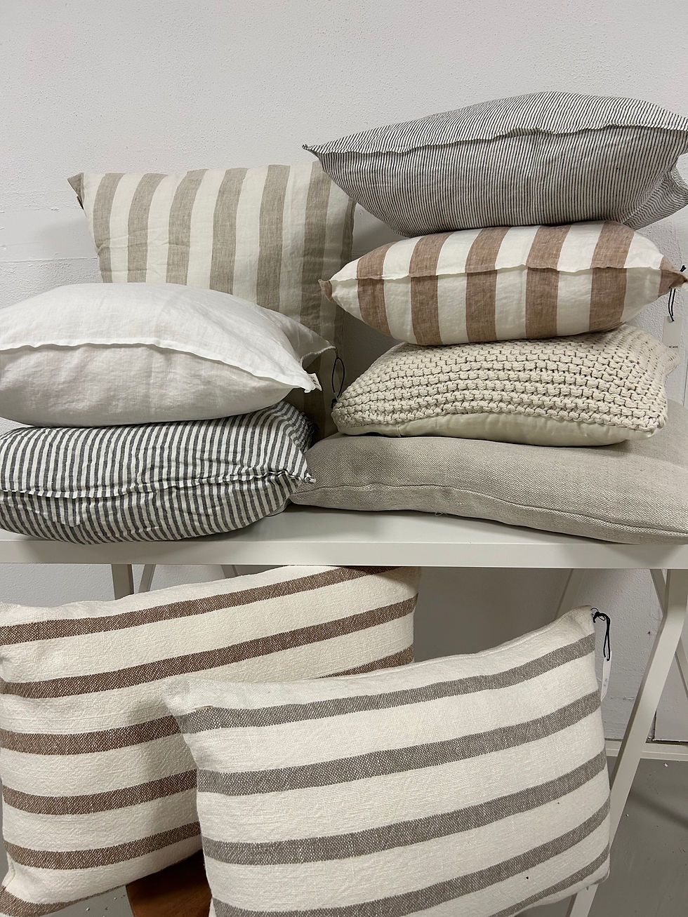 Thumbnail: Kussen hoes Streep linnen kleur