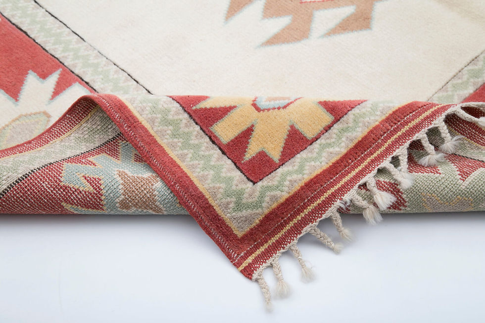 Miniaturbild: One-Of-A-Kind Anadolu Hand-Knotted Beige Red Area Rug