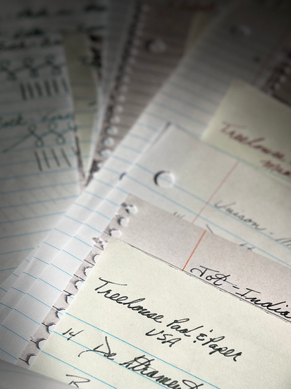 Different kinds of Cheap Regular Paper with Writing from a Fountain pen Ink Test