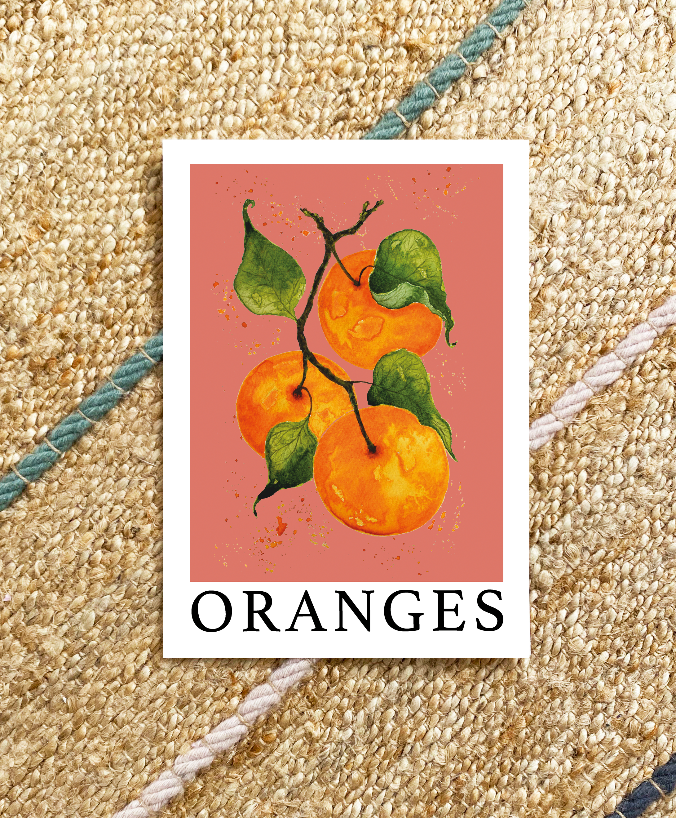 Oranges French themed print - pink