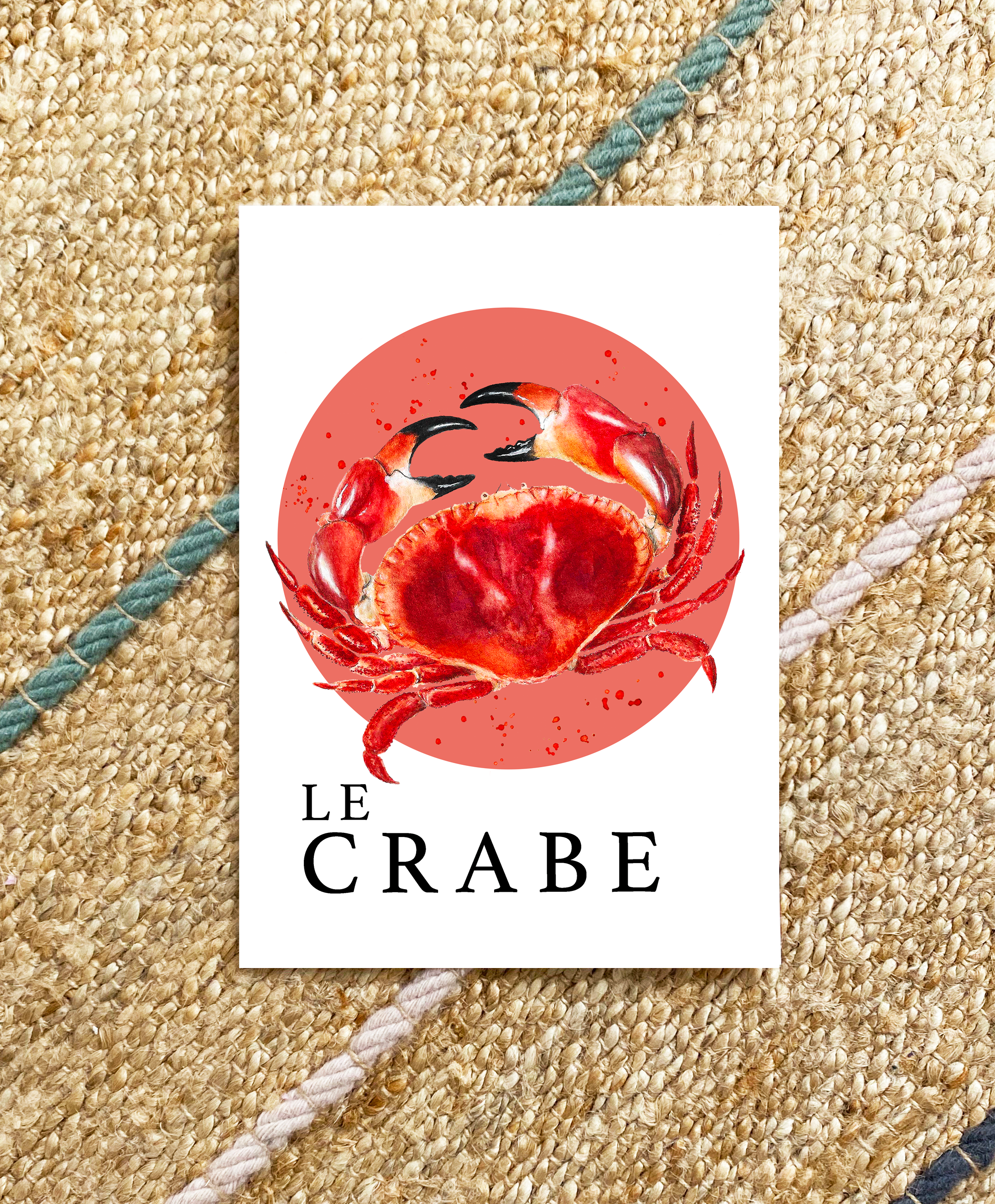 Le Crabe French themed print - pink circle